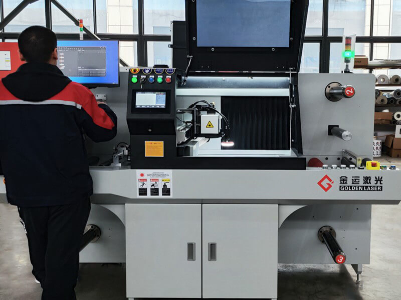 roll fed laser cutting system in goldenlaser factory LC3550JG